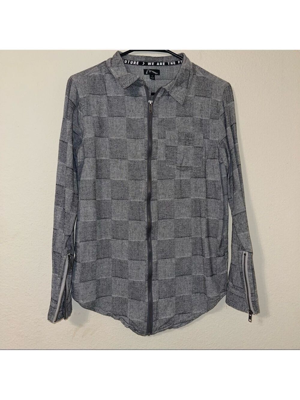 Art Class NWOT Boys Gray Plaid Zip Up Jacket